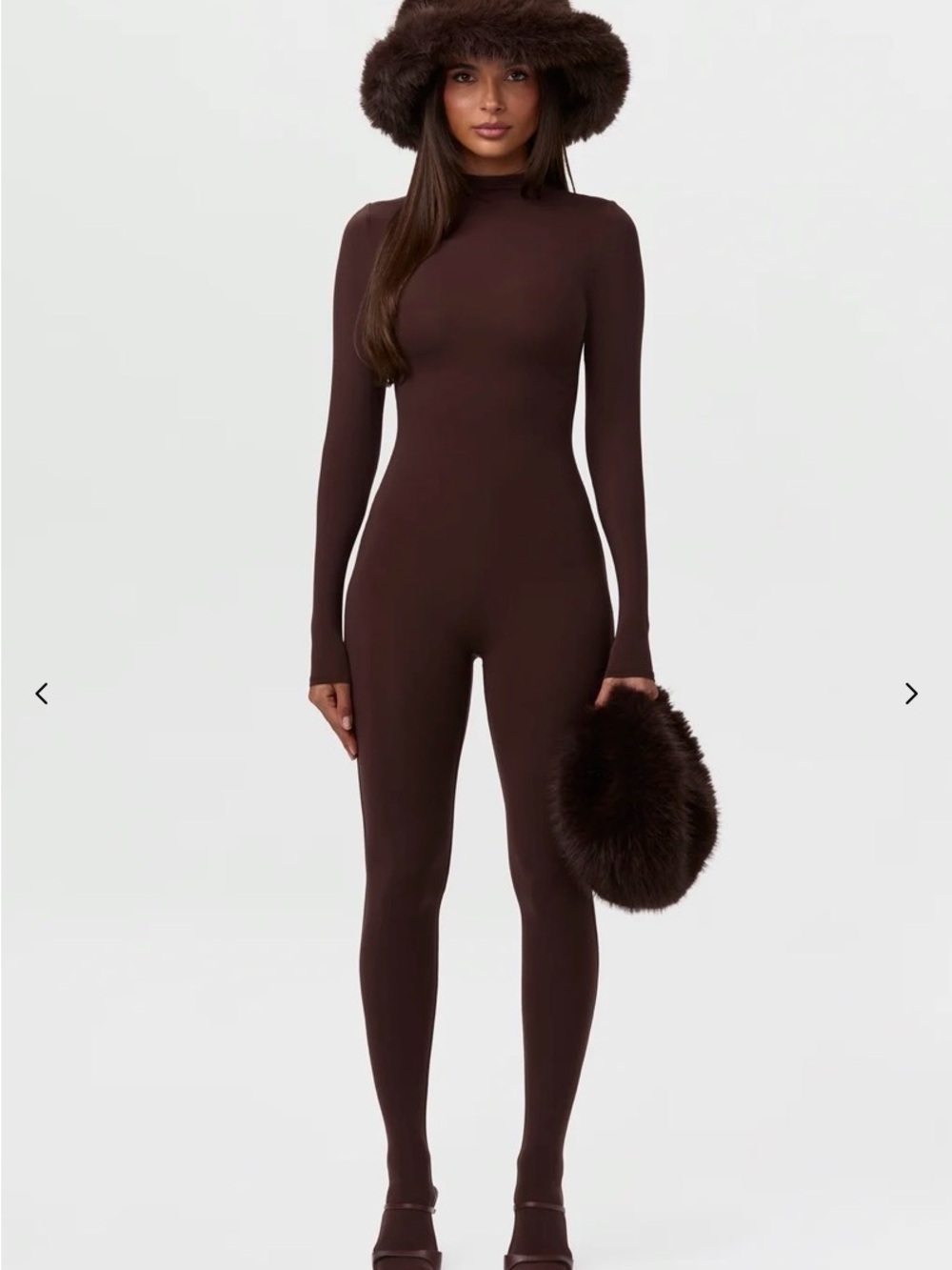 naked wardrobe Brown Long-Sleeve Sculpting Jumpsuit